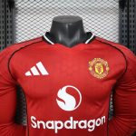 2025/2026 Manchester United Home Long Sleeve Football Shirt